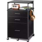 DEXYLLO File Cabinet with Storage Drawers, Rolling Printer Stand with Adjustable Shelves, Wood Filing Cabinet for Home Office