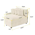 Divano componibile a chaise longue sinistra e destra in velluto a coste, oversize, con 8 cuscini, Divano convertibile imbottito