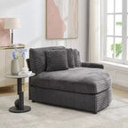 Divano componibile a chaise longue sinistra e destra in velluto a coste, oversize, con 8 cuscini, Divano convertibile imbottito