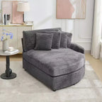 Divano componibile a chaise longue sinistra e destra in velluto a coste, oversize, con 8 cuscini, Divano convertibile imbottito