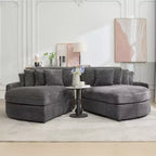 Divano componibile a chaise longue sinistra e destra in velluto a coste, oversize, con 8 cuscini, Divano convertibile imbottito