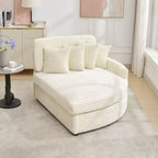 Divano componibile a chaise longue sinistra e destra in velluto a coste, oversize, con 8 cuscini, Divano convertibile imbottito