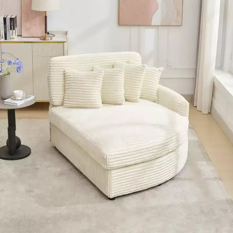 Divano componibile a chaise longue sinistra e destra in velluto a coste, oversize, con 8 cuscini, Divano convertibile imbottito