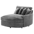 Divano componibile a chaise longue sinistra e destra in velluto a coste, oversize, con 8 cuscini, Divano convertibile imbottito