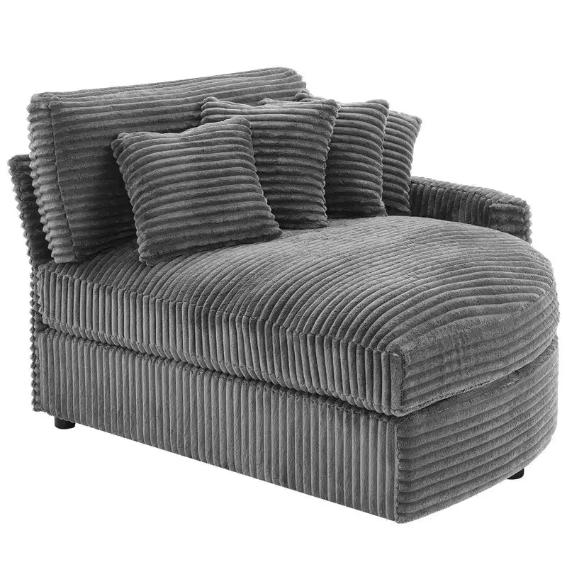 Divano componibile a chaise longue sinistra e destra in velluto a coste, oversize, con 8 cuscini, Divano convertibile imbottito