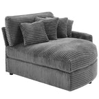 Divano componibile a chaise longue sinistra e destra in velluto a coste, oversize, con 8 cuscini, Divano convertibile imbottito