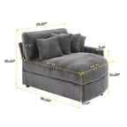 Divano componibile a chaise longue sinistra e destra in velluto a coste, oversize, con 8 cuscini, Divano convertibile imbottito