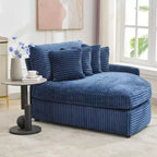 Divano componibile a chaise longue sinistra e destra in velluto a coste, oversize, con 8 cuscini, Divano convertibile imbottito