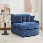 Divano componibile a chaise longue sinistra e destra in velluto a coste, oversize, con 8 cuscini, Divano convertibile imbottito