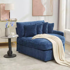 Divano componibile a chaise longue sinistra e destra in velluto a coste, oversize, con 8 cuscini, Divano convertibile imbottito