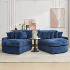 Divano componibile a chaise longue sinistra e destra in velluto a coste, oversize, con 8 cuscini, Divano convertibile imbottito
