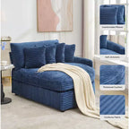Divano componibile a chaise longue sinistra e destra in velluto a coste, oversize, con 8 cuscini, Divano convertibile imbottito