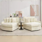 Divano componibile a chaise longue sinistra e destra in velluto a coste, oversize, con 8 cuscini, Divano convertibile imbottito