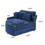 Divano componibile a chaise longue sinistra e destra in velluto a coste, oversize, con 8 cuscini, Divano convertibile imbottito