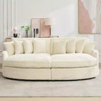 Divano componibile a chaise longue sinistra e destra in velluto a coste, oversize, con 8 cuscini, Divano convertibile imbottito
