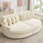 Divano componibile a chaise longue sinistra e destra in velluto a coste, oversize, con 8 cuscini, Divano convertibile imbottito