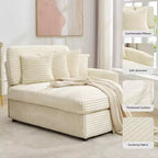 Divano componibile a chaise longue sinistra e destra in velluto a coste, oversize, con 8 cuscini, Divano convertibile imbottito