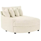 Divano componibile a chaise longue sinistra e destra in velluto a coste, oversize, con 8 cuscini, Divano convertibile imbottito