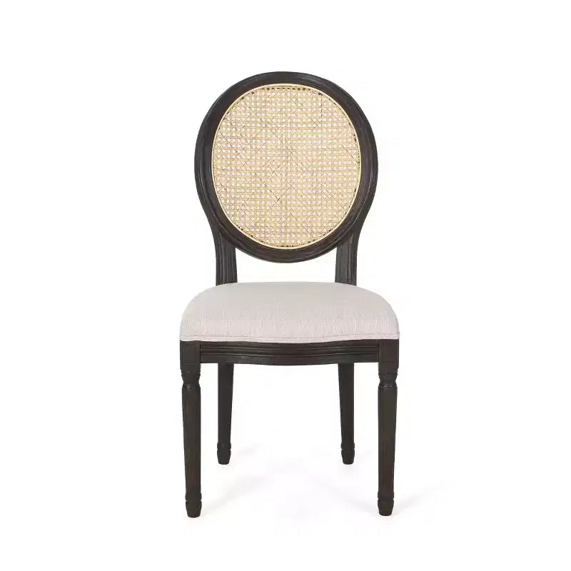 Christopher Knight Home Govan Sedie da pranzo imbottite in legno e canna (set da 2), beige/marrone naturale/marrone scuro