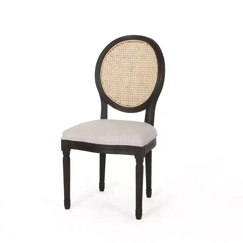Christopher Knight Home Govan Sedie da pranzo imbottite in legno e canna (set da 2), beige/marrone naturale/marrone scuro