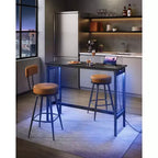 Tavolo da bar, tavolo da bar lungo e stretto 47.2, tavolo alto da cocktail con luci LED, prese di corrente integrate, pannelli in rete, nero e nero opaco