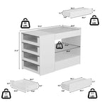 Organizzatore per armadio con piano in vetro bianco, isola per vestiti, cassettiera con ampio spazio, espositore, armadio con isola vanity, organizer per cosmetici.