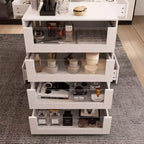 Organizzatore per armadio con piano in vetro bianco, isola per vestiti, cassettiera con ampio spazio, espositore, armadio con isola vanity, organizer per cosmetici.