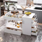 Organizzatore per armadio con piano in vetro bianco, isola per vestiti, cassettiera con ampio spazio, espositore, armadio con isola vanity, organizer per cosmetici.