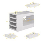 Organizzatore per armadio con piano in vetro bianco, isola per vestiti, cassettiera con ampio spazio, espositore, armadio con isola vanity, organizer per cosmetici.