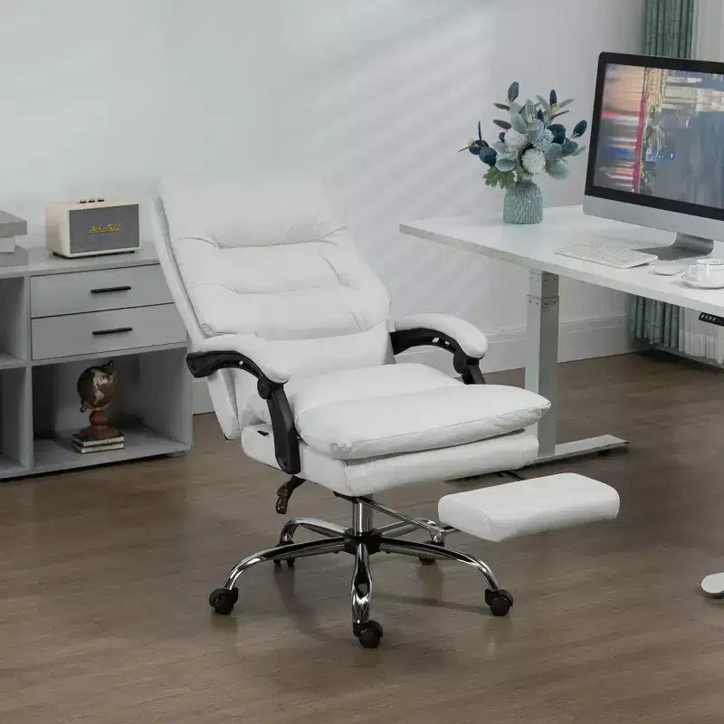 Sedia da ufficio massaggiante con vibrazione, schienale reclinabile, poggiapiedi, sedia da computer comoda in microfibra