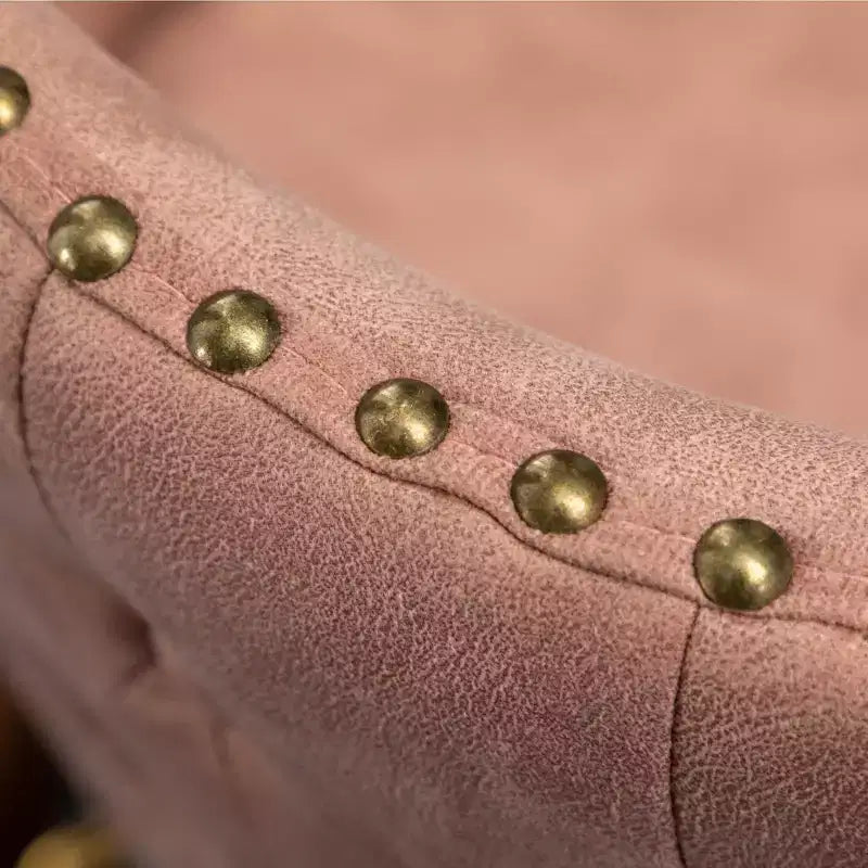 Sgabello da bancone Roundhill Furniture Nevis moderno di metà secolo in similpelle con bottoni e borchie, rosa, set da 2