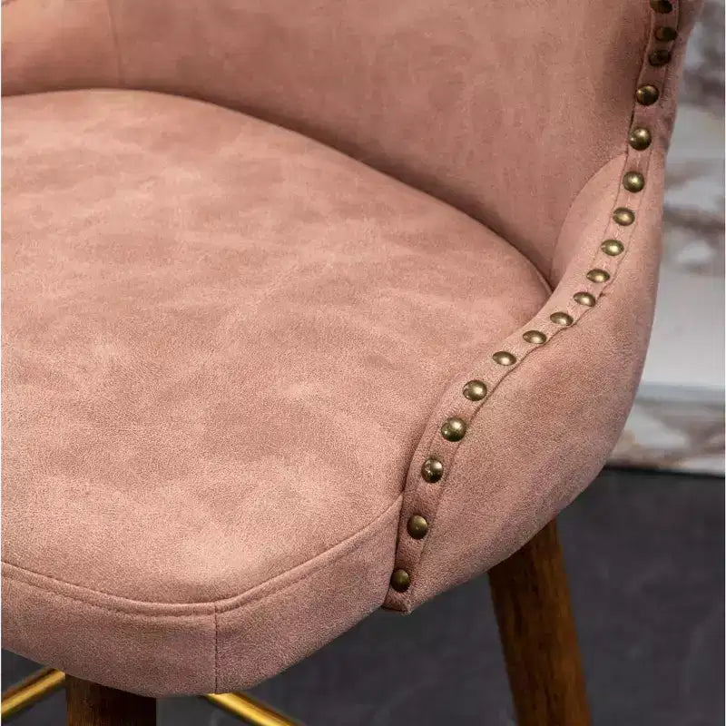 Sgabello da bancone Roundhill Furniture Nevis moderno di metà secolo in similpelle con bottoni e borchie, rosa, set da 2