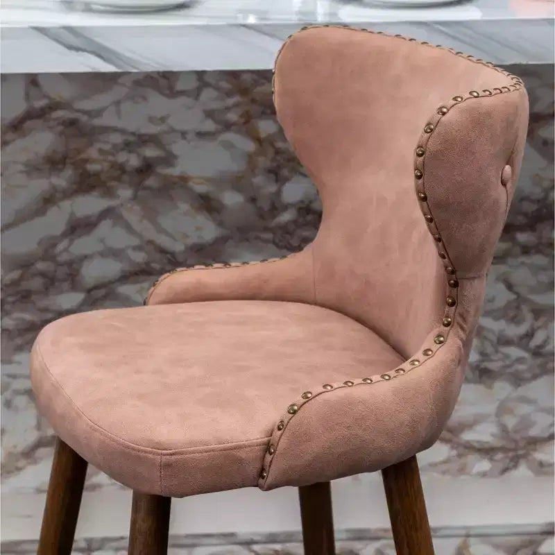 Sgabello da bancone Roundhill Furniture Nevis moderno di metà secolo in similpelle con bottoni e borchie, rosa, set da 2