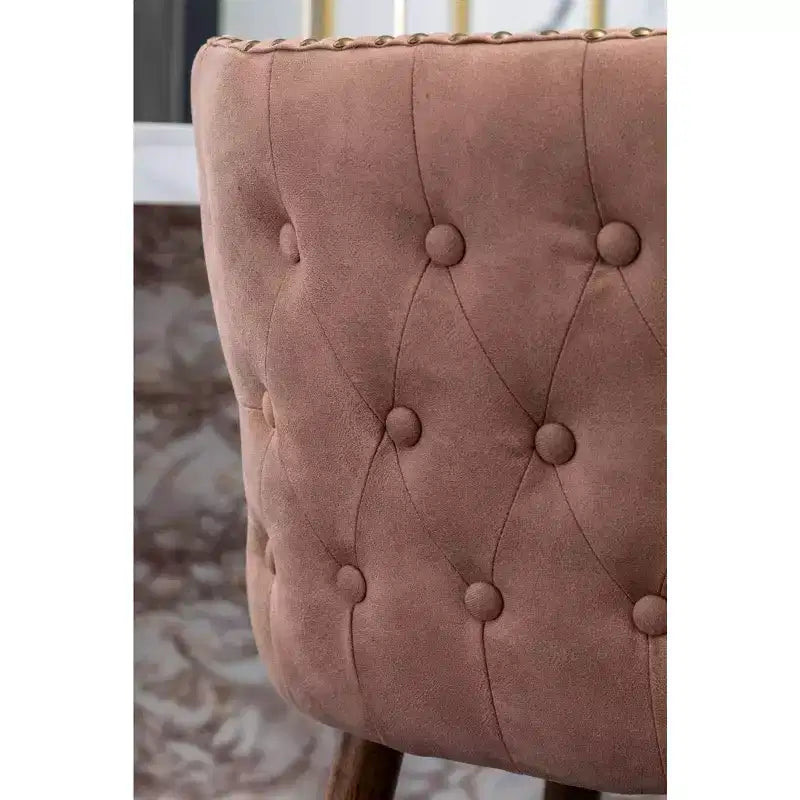 Sgabello da bancone Roundhill Furniture Nevis moderno di metà secolo in similpelle con bottoni e borchie, rosa, set da 2