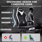 Sedia da Gaming per Massaggi in Pelle Sedia Ergonomica da Ufficio per PC con Poggiapiedi e Regolabile