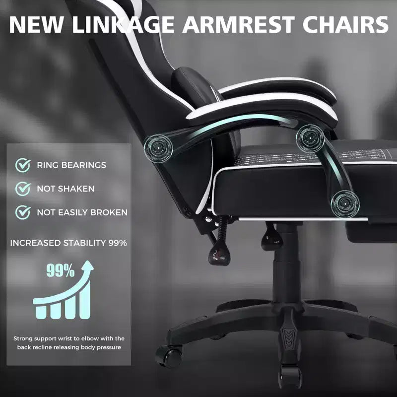 Sedia da Gaming per Massaggi in Pelle Sedia Ergonomica da Ufficio per PC con Poggiapiedi e Regolabile