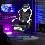 Sedia da Gaming per Massaggi in Pelle Sedia Ergonomica da Ufficio per PC con Poggiapiedi e Regolabile