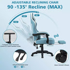 Sedia da Gaming per Massaggi in Pelle Sedia Ergonomica da Ufficio per PC con Poggiapiedi e Regolabile