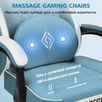 Sedia da Gaming per Massaggi in Pelle Sedia Ergonomica da Ufficio per PC con Poggiapiedi e Regolabile