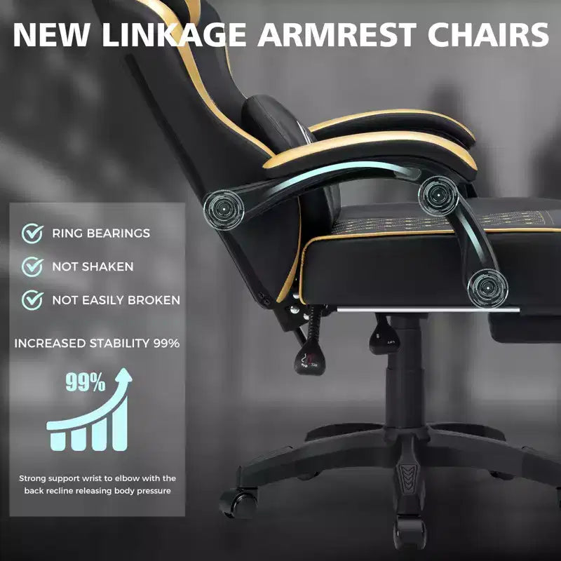 Sedia da Gaming per Massaggi in Pelle Sedia Ergonomica da Ufficio per PC con Poggiapiedi e Regolabile