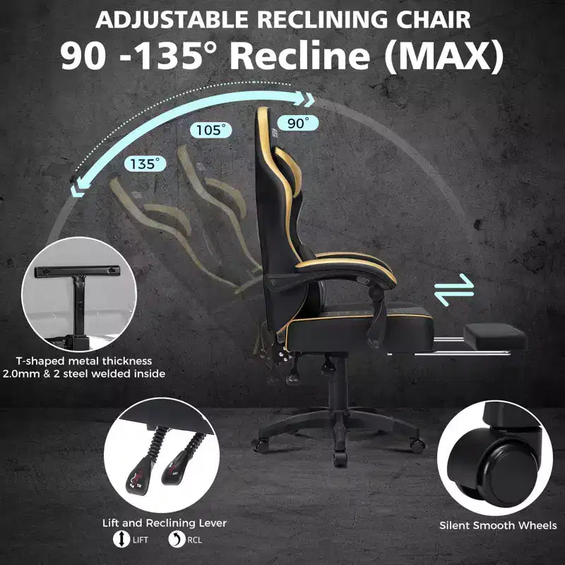 Sedia da Gaming per Massaggi in Pelle Sedia Ergonomica da Ufficio per PC con Poggiapiedi e Regolabile