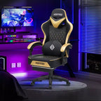 Sedia da Gaming per Massaggi in Pelle Sedia Ergonomica da Ufficio per PC con Poggiapiedi e Regolabile