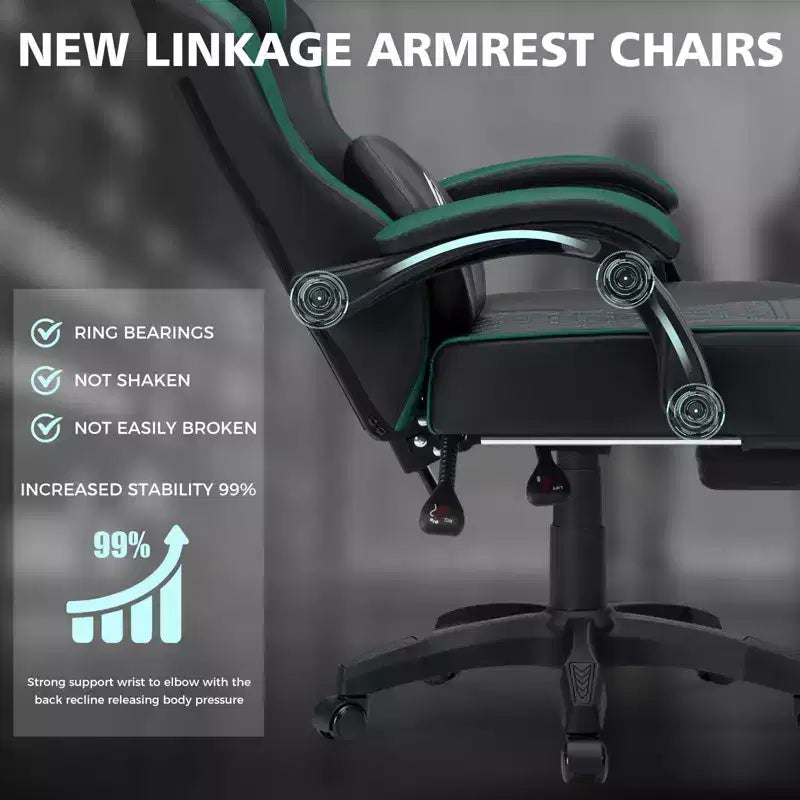 Sedia da Gaming per Massaggi in Pelle Sedia Ergonomica da Ufficio per PC con Poggiapiedi e Regolabile