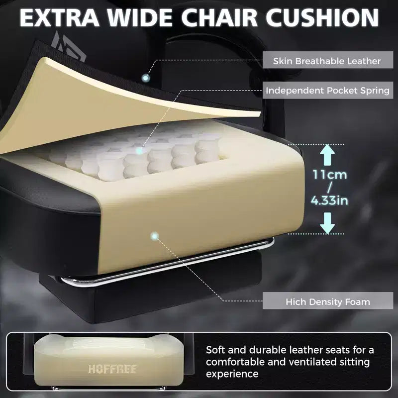 Sedia da Gaming per Massaggi in Pelle Sedia Ergonomica da Ufficio per PC con Poggiapiedi e Regolabile