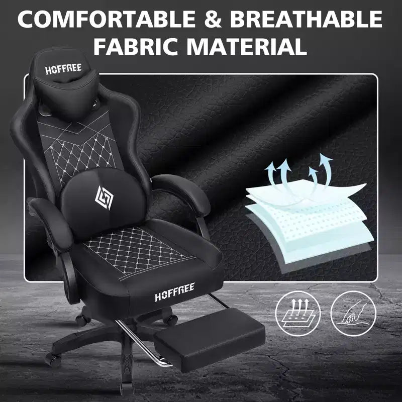 Sedia da Gaming per Massaggi in Pelle Sedia Ergonomica da Ufficio per PC con Poggiapiedi e Regolabile