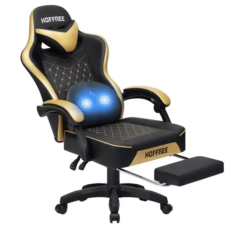 Sedia da Gaming per Massaggi in Pelle Sedia Ergonomica da Ufficio per PC con Poggiapiedi e Regolabile