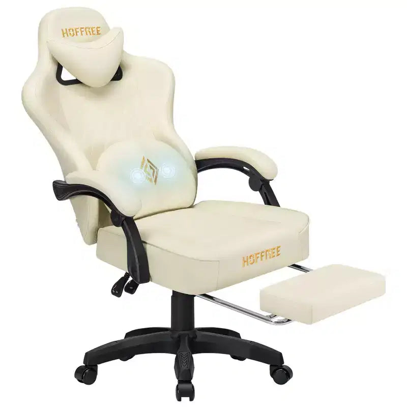 Sedia da Gaming per Massaggi in Pelle Sedia Ergonomica da Ufficio per PC con Poggiapiedi e Regolabile