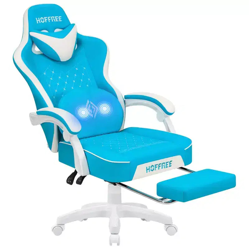 Sedia da Gaming per Massaggi in Pelle Sedia Ergonomica da Ufficio per PC con Poggiapiedi e Regolabile