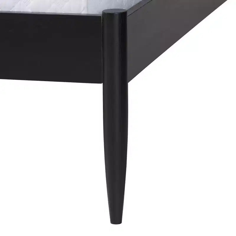 Set camera da letto Queen Baxton Studio Shirin Mid-Century 5 pezzi, in tessuto beige e legno nero