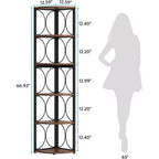 Scaffale angolare alto 170 cm, libreria angolare rustica a 6 ripiani, portaoggetti
